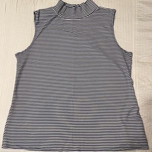 Women’s XXL Sleeveless Mockneck, Croft and Barrow, Navy and White Stripe